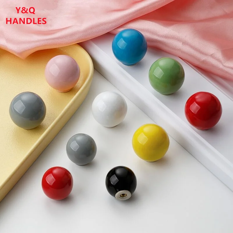 Handles Drawer Cabinet Furniture Kitchen Handles for Cabinet Knob Door Drawer Knob Colour Ceramics Rotundity Single Hole