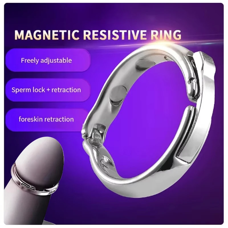 Magnetic Piercing Cock Ring Male Penis Testis Bondage Penis Rings Delayed Ejaculation Rings Penis Stimulation Sex Toys for Gay