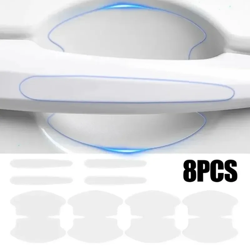 8Pcs TPU Car Door Bowl Anti-scratch Sticker Clear Door Bowl Handle Protection Sticker Paint Surface Film Car Accessories