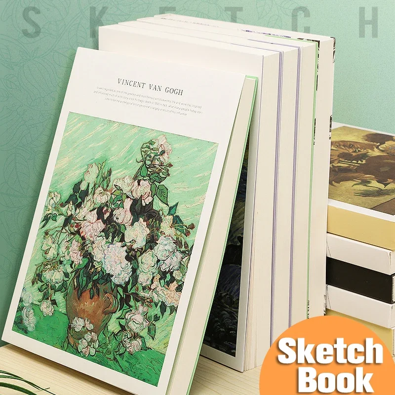 van Gogh rose Art Sketch book 16K sketch book 128sheets thick art student special use adult beginner drawing book blank paper