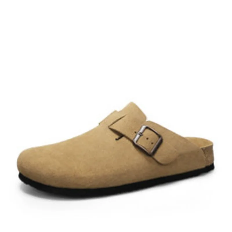 

Fashion Women's Suede Mules Slippers Men Clogs Cork Insole Sandals with Arch Support Outdoor Beach Slides Home Shoes