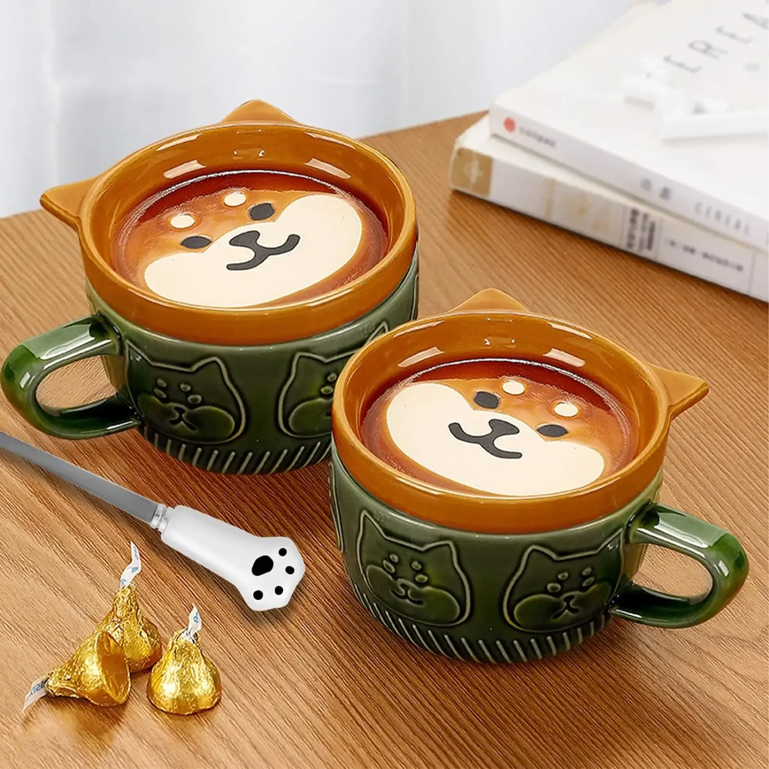 

300ml Cartoon Animal Ceramic Mug With Lid Breakfast Oatmeal Cup And Saucer Milk Coffee Mug With Spoon Microwave Oven Safe Gift