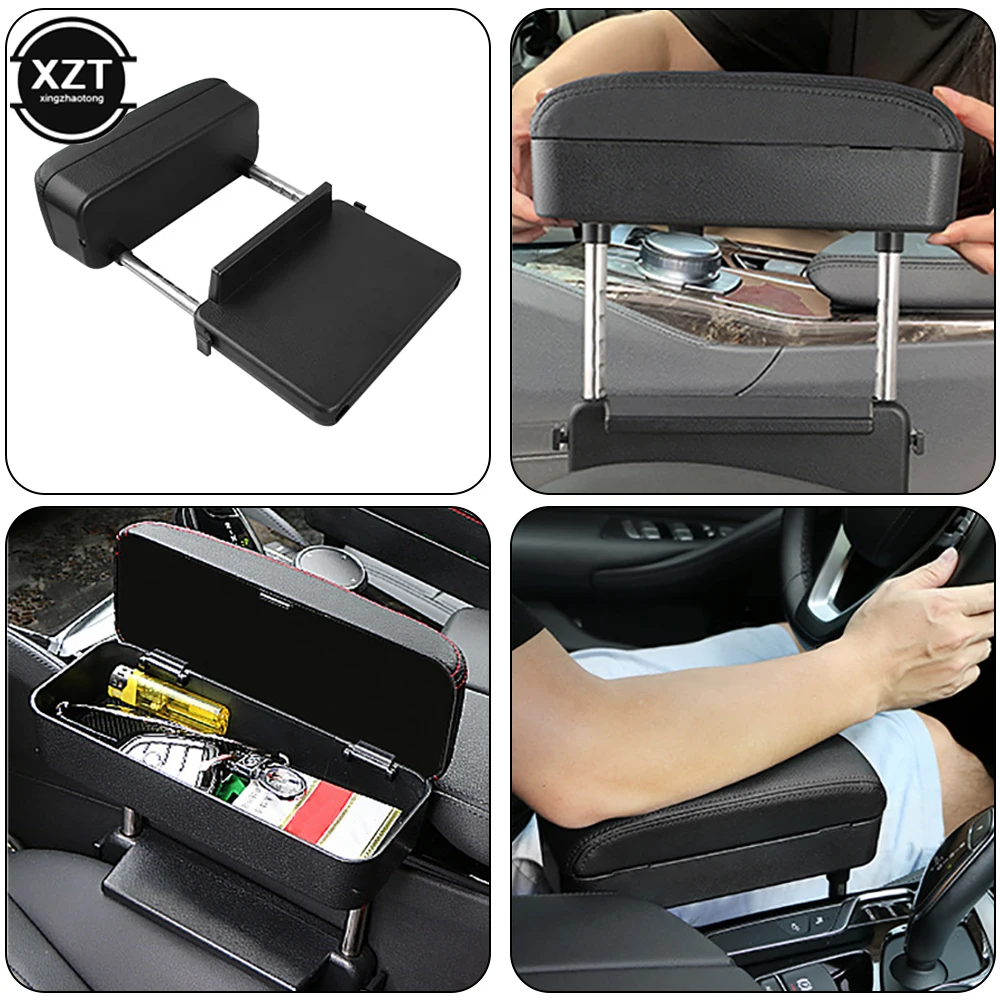 

Car Armrest Storage PU Leather Elbow Support Cushion Adjustable Height Auto Elbow Universal Arm Rest Box Organizer Accessories