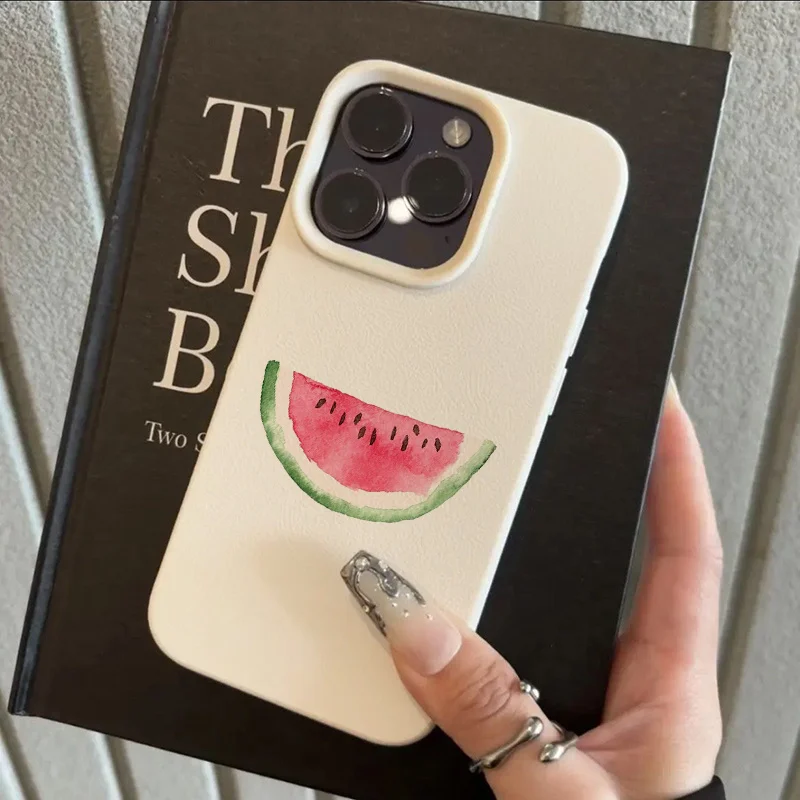 حافظة هاتف محمول بنمط البطيخ من مادة البولي يوريثان الحراري لهاتف آيفون 16 15 14 13 12Pro Max حافظة واقية مضادة للسقوط للأعمال