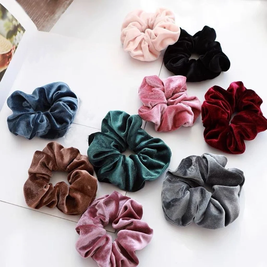 kit-12 unidades Scrunchies de Veludo elástico de cabelo DIVERSAS CORES