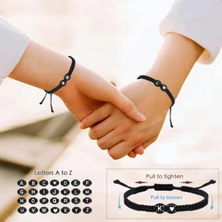 26 letters Initial Heart Bracelet Handmade Adjustable A-Z Name Braided Bracelet Women's Men's Friendship Couple Jewelry Bracelet