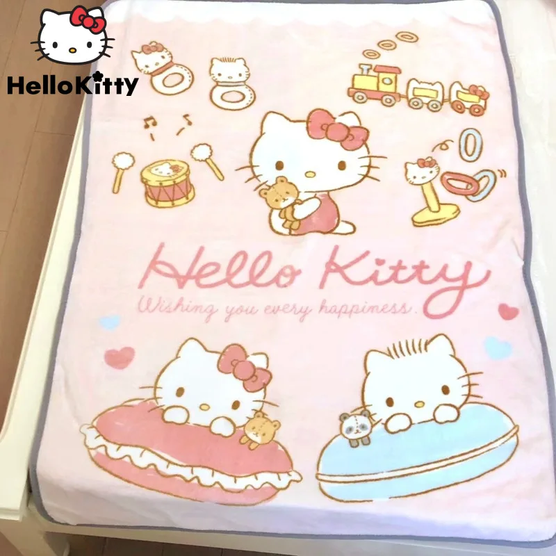 Sanrio Hello Kitty Blanket Aesthetic Cute Pink Plush Small Blankets Soft Aircondition Blanket Sofa Shawl Lounge Chair Knee Towel