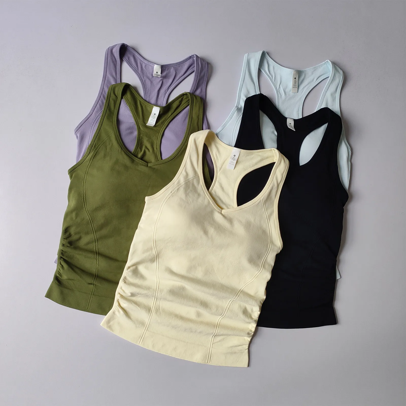 Women Ribbed Yoga Tank Top With Built‑in Bra Y‑Back Sleeveless V‑Neck Workout Vest High Stretch Breathable Fitness Gym Top