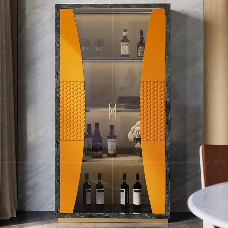X-S  light luxury glass wine cabinet custom restaurant wall storage designer paint bookshelf HG