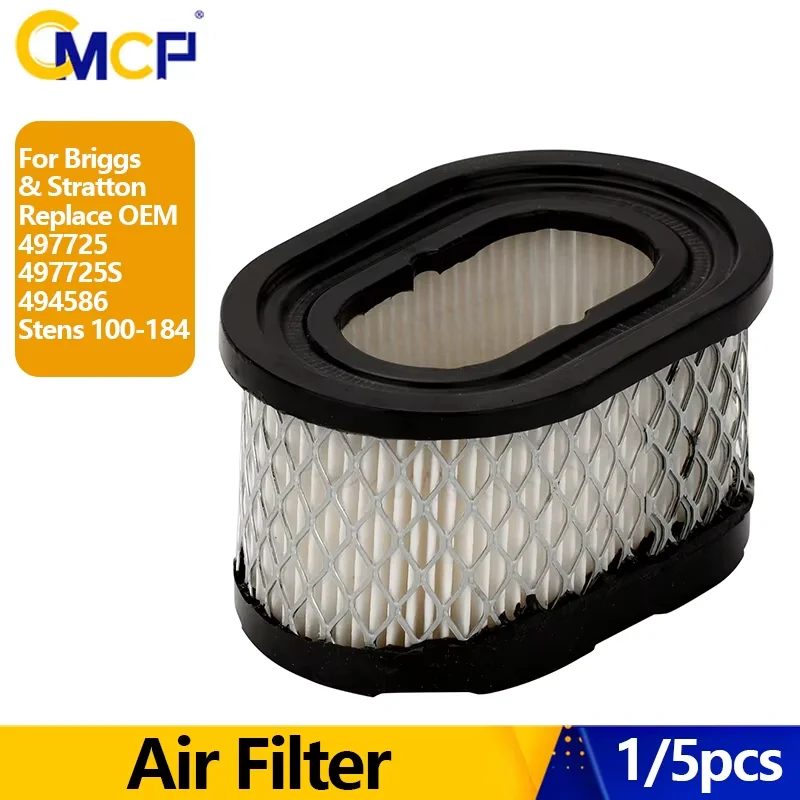 

CMCP 1/5pcs Air Filters for Briggs & Stratton 497725 497725S 494586 Stens 100-184 Lawn Mower Garden Tools