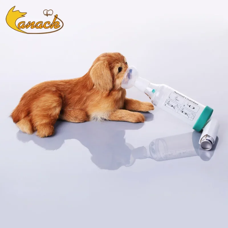 Veterinary Inhaler Nebulizer Chamber Spacer Inhaler For Dog & Cat With 3 Soft Medical Silicone Face Masks With Bag