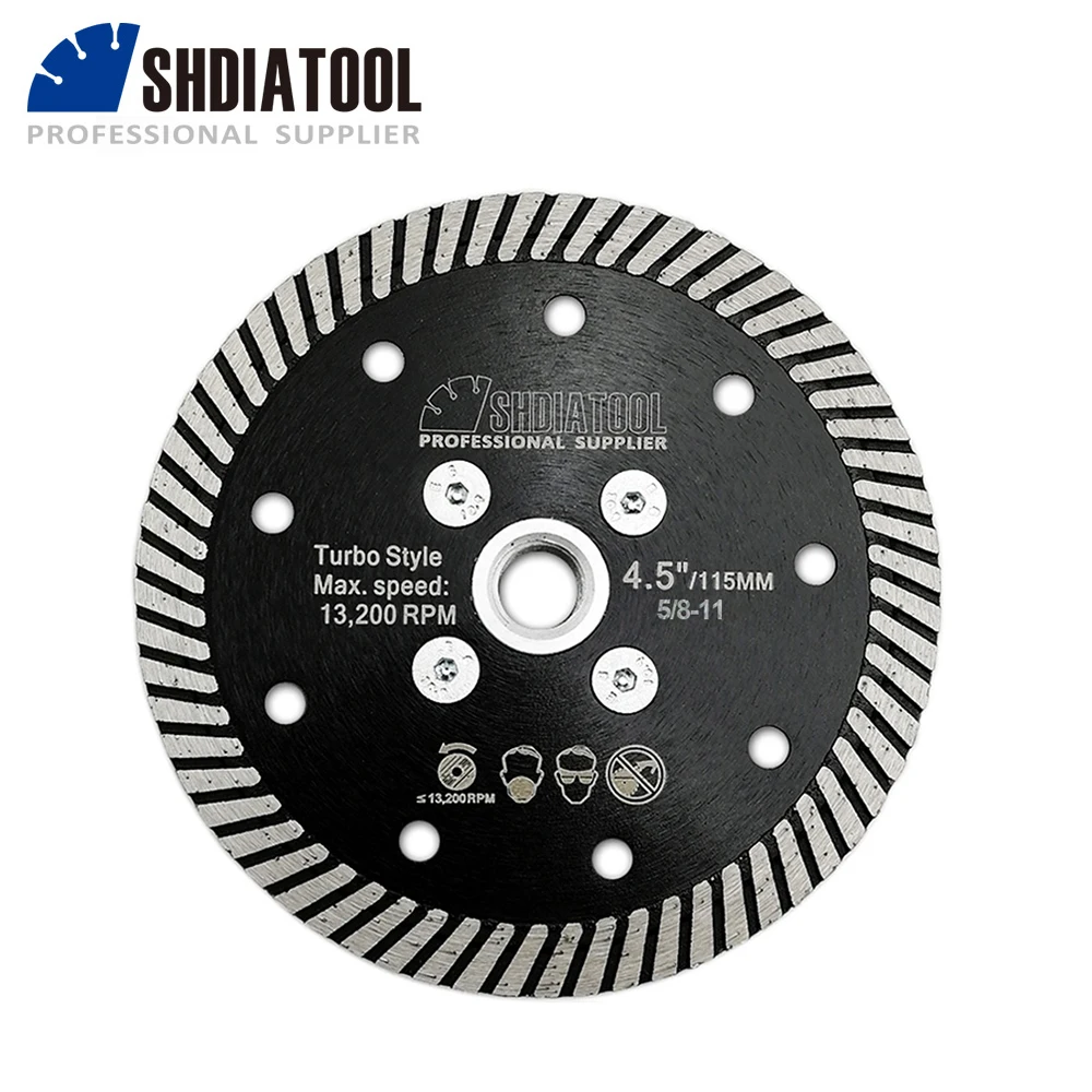 

SHDIATOOL 1pc 5/8-11 flange Dia 115mm Diamond Hot Pressed Narrow Turbo Blade Cutting Disc 4.5'' Granite Marble Concrete Masonry