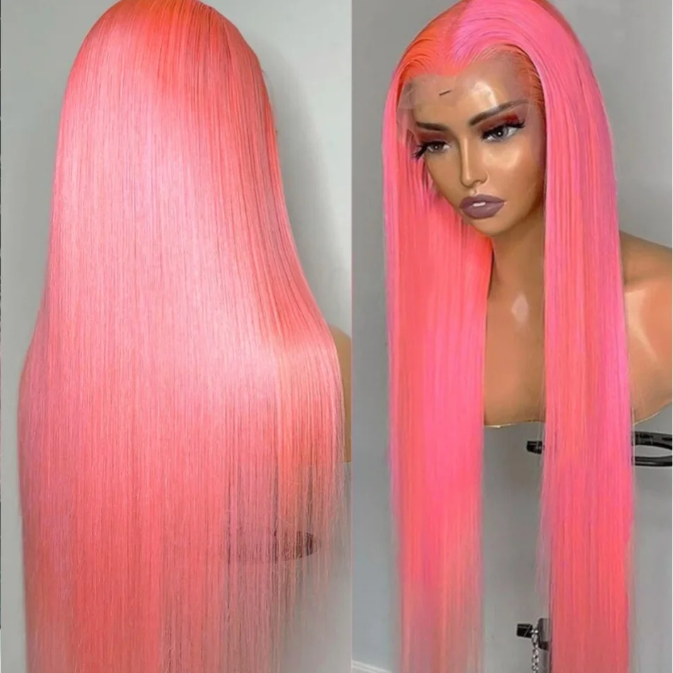 وردي فاتح 13x6 HD الدانتيل الجبهة الباروكات 100% شعر الإنسان للنساء العظام مستقيم البرازيلي 613 اللون 13x4 الدانتيل الباروكة الأمامية قبل قطعها