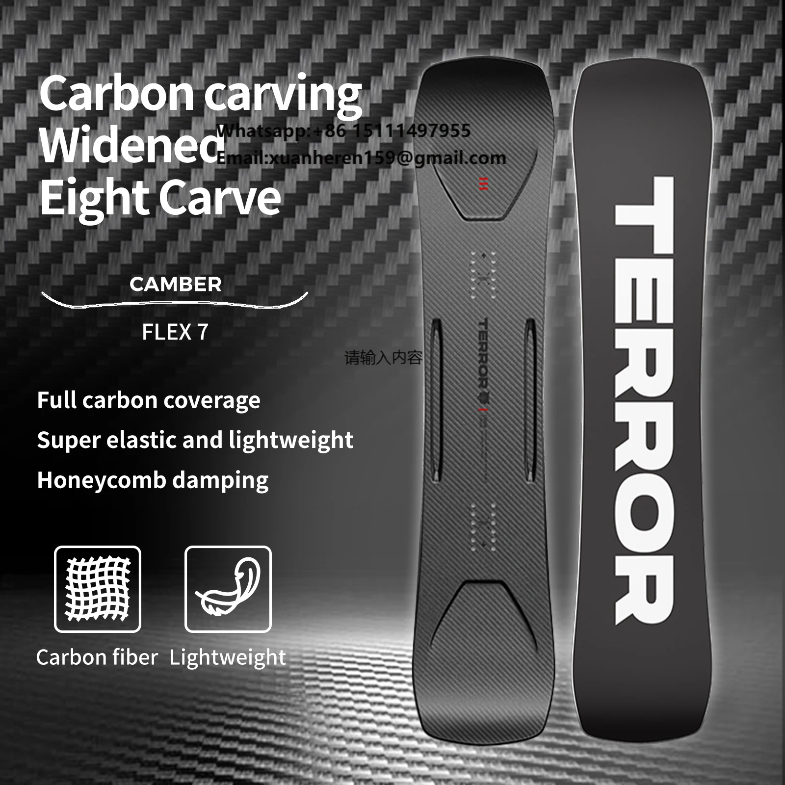 Wide Waist Carbon Camber Snowboard | Full Carbon Wrap, All-Mountain Carving Board for Big Feet Riders