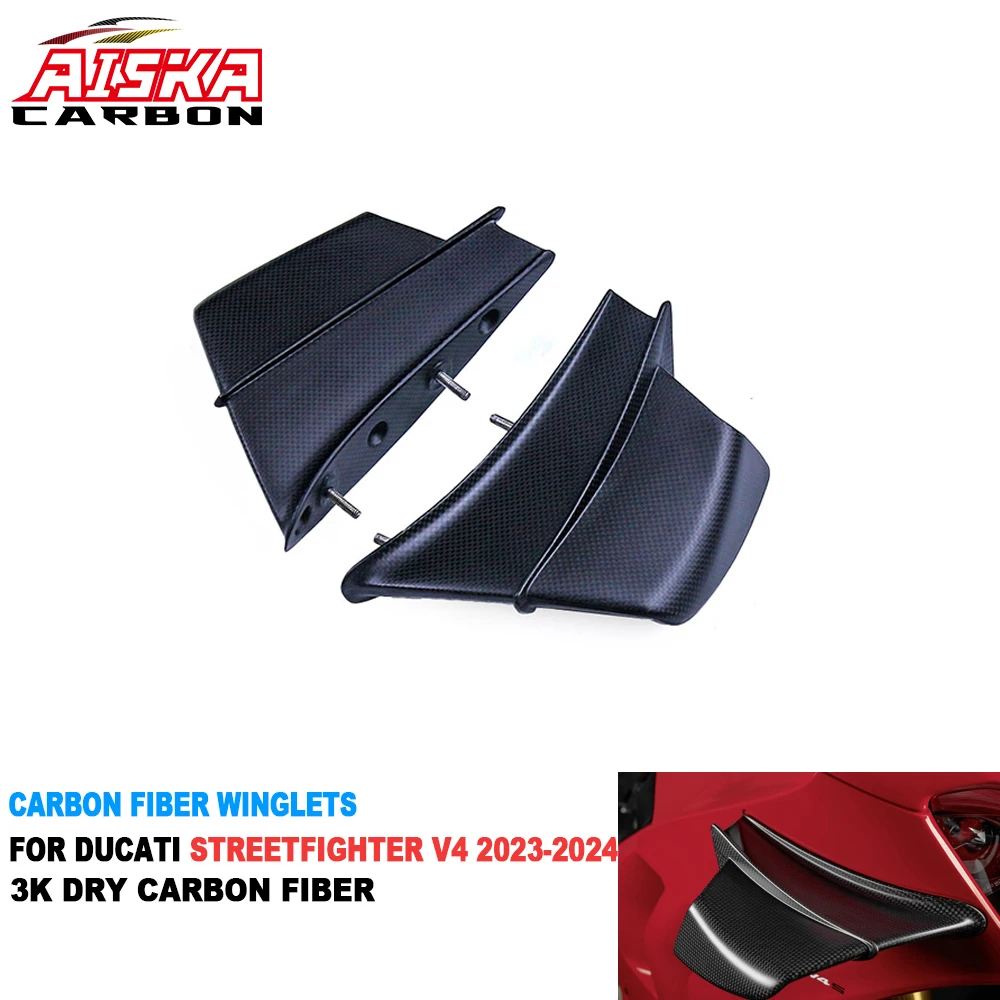 AISKA Carbon 3K Real Carbon Fiber In Stock Winglets For Ducati Streetfighter V4 V4S 2023-2024