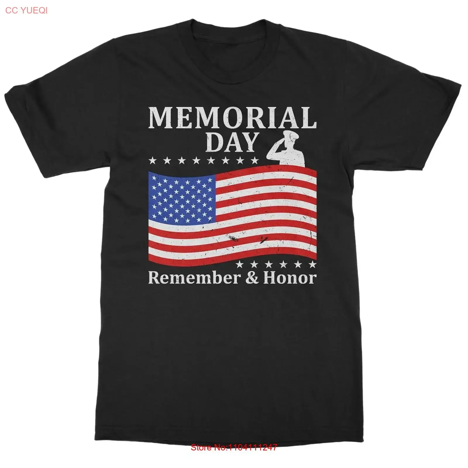 

Memorial Day Tribute Usa Flag Remember and Honor T Shirt vintage Washed Stylish designer clothes Breathable Versatile Slightly