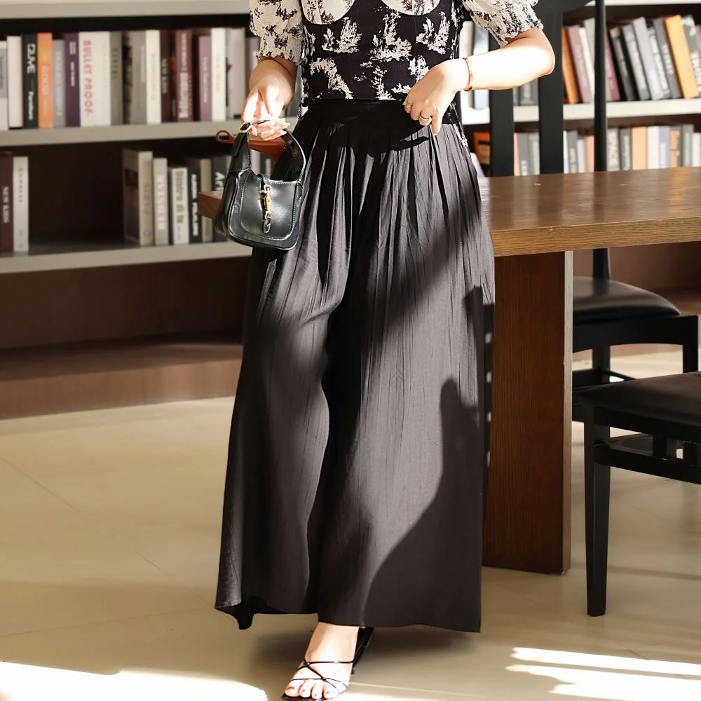 Women's Wide Leg Cover Crotch, Fold High Waist Culottes, Loose Pants, Personality Fashion, Spring Summer, Plus Size Good Quality