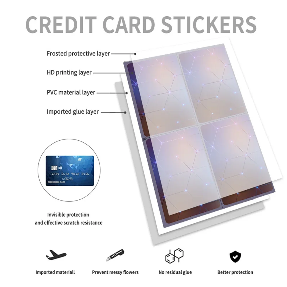 4Pcs/Set Creativity Credit Card Skin Stickers Personalized Bank Card Non Slip Vinyl Sticker