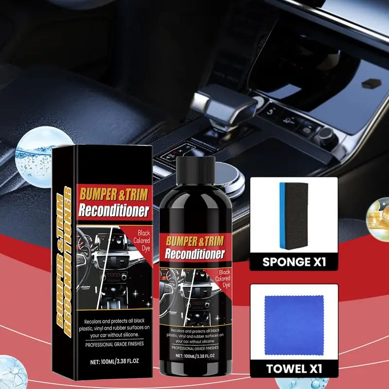 Car Interior Black Parts Restorer 100ml Dash Scratch Repair Restorer Car Black Interior Refurbisher For Dash Maintenance For