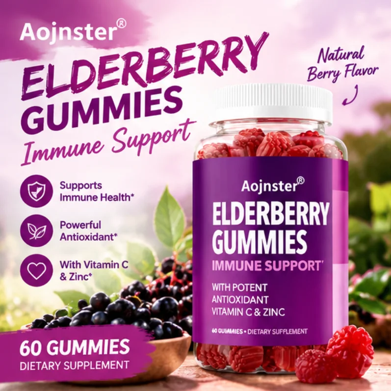 Elderberry Gummies with Vitamin C & Zinc Immune Support Powerful Antioxidant Dietary Supplement 60 Count