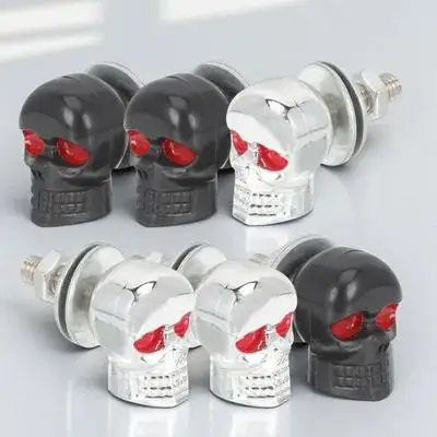 

6Pcs Motorcycle Skull License Plate Screws High Quality Motorbike Modification Screws Tow Hook License Frame Mounting Kit