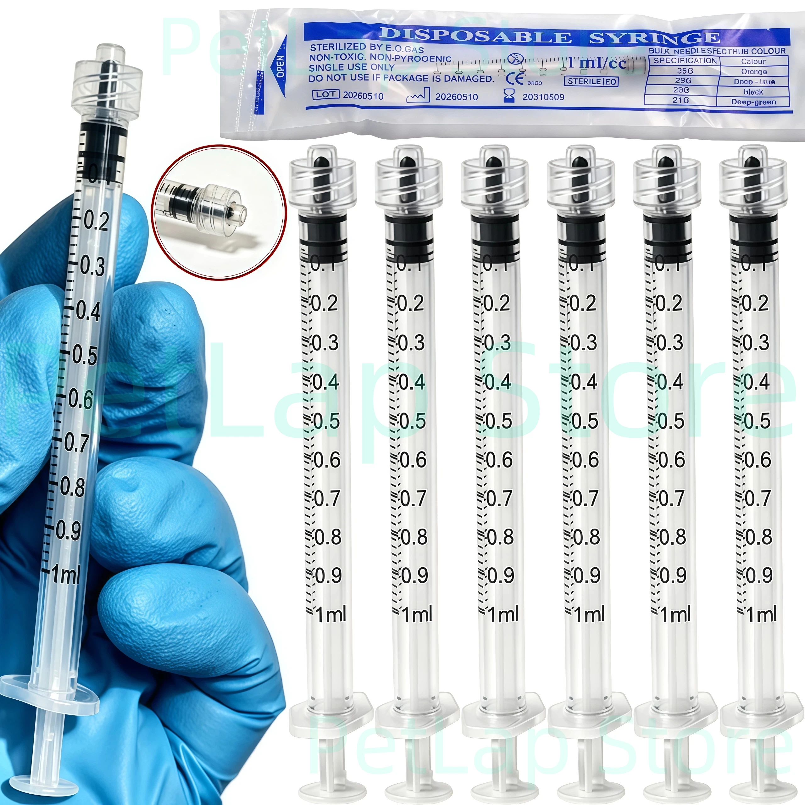 1ml Needle-Free Luer Syringe Individually Wrapped, Plastic Injector for Ink, Pet Feeding, Lab Oil, Perfume Refill, DIY Craft