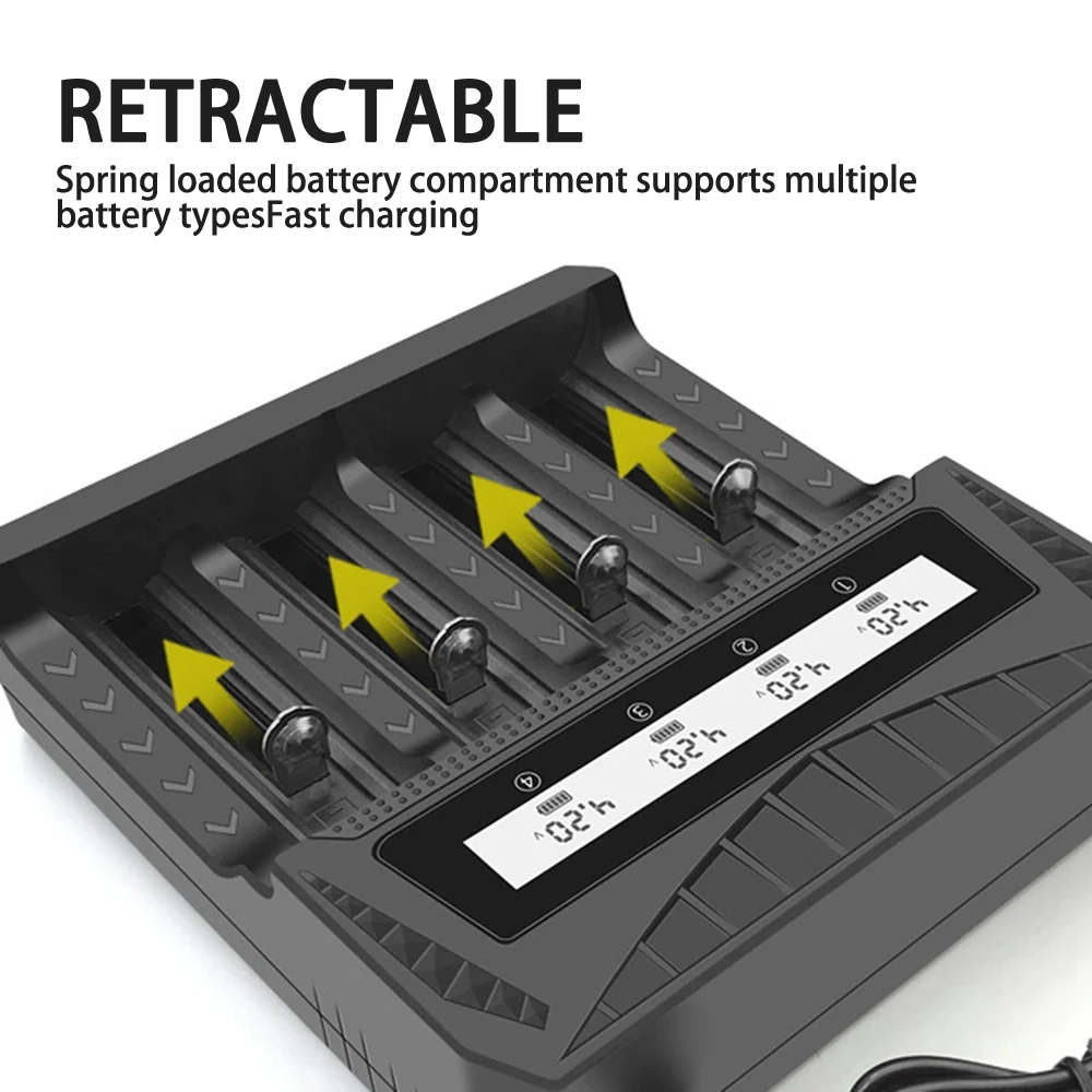 1 2 4 Slot Battery Charger Intelligent LCD Screen 18650 4.2V Rechargeable Lithium Battery For 1.2V NI-MH AA / AAA Battery Charge