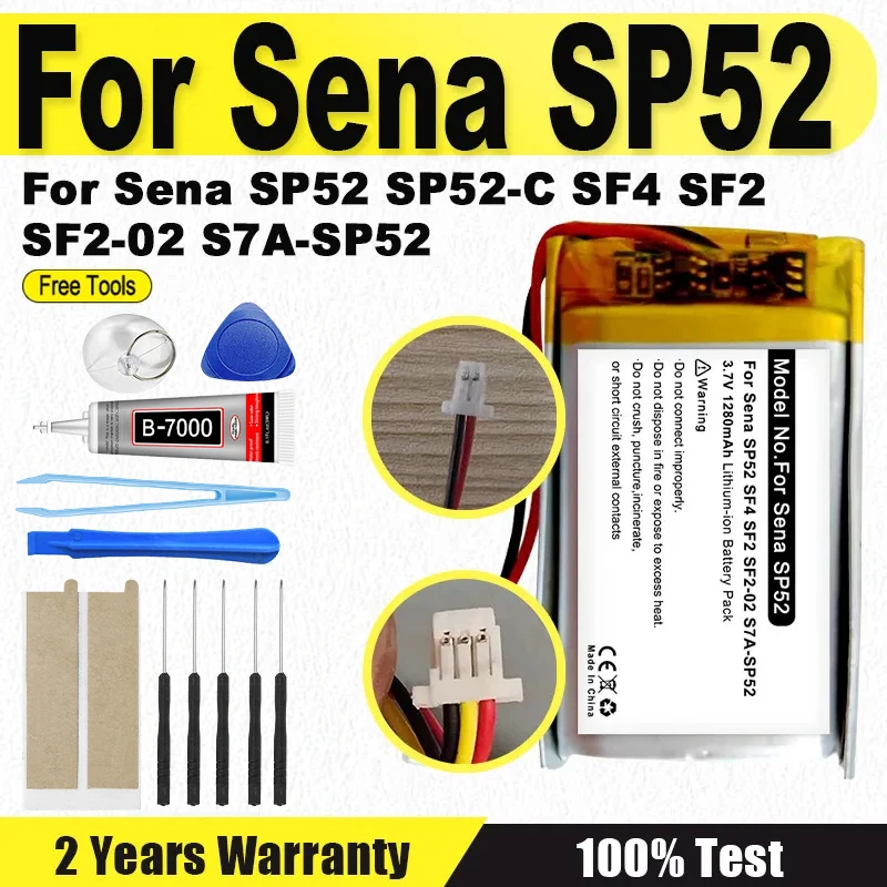 bateria-37v-1280mah-para-sega-sp52-sp52-c-sf4-sf2-sf2-02-s7a-sp52-motocicleta-fone-de-ouvido-bluetooth-capacete-intercom-ferramentas