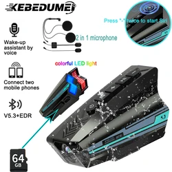 Kebidumei BT16 Bluetooth Motorcycle Helmet Headset Speaker Headphone Waterproof 1080P WiFi App Motorbike Dash Cam Moto Auto Dvr