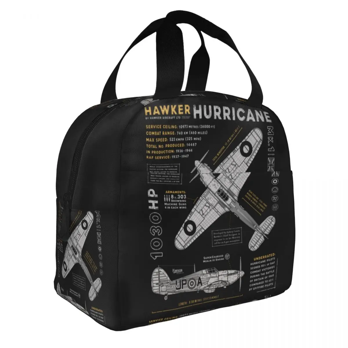 Hawker Hurricane Insulated Lunch Bags for Outdoor Picnic Fighter Pilot Aircraft Airplane Plane Resuable Cooler Thermal Bento Box