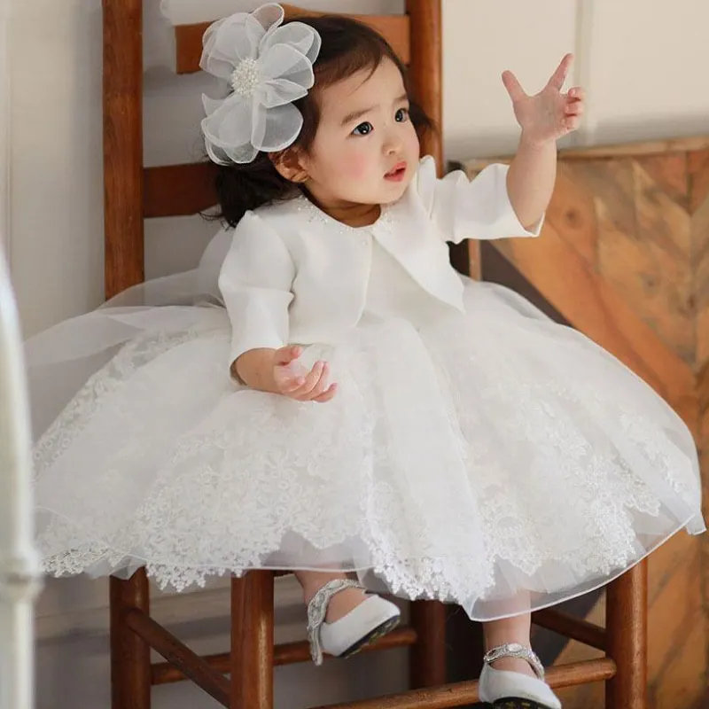 Baby Girl Princess Lace Bow Dress Long Sleeve Infant Toddler Child Tulle Vestido Wedding Party Birthday Autumn Baby Clothes1-12Y