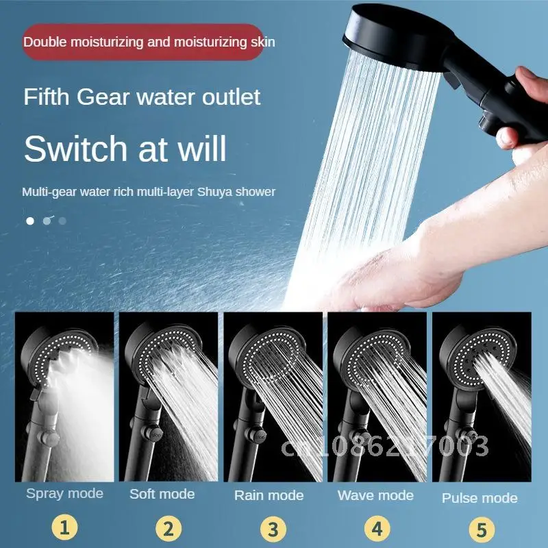 

Powerful 5-Speed Pressurized Handheld Shower Nozzle with One-Key Water Stop Shower Head