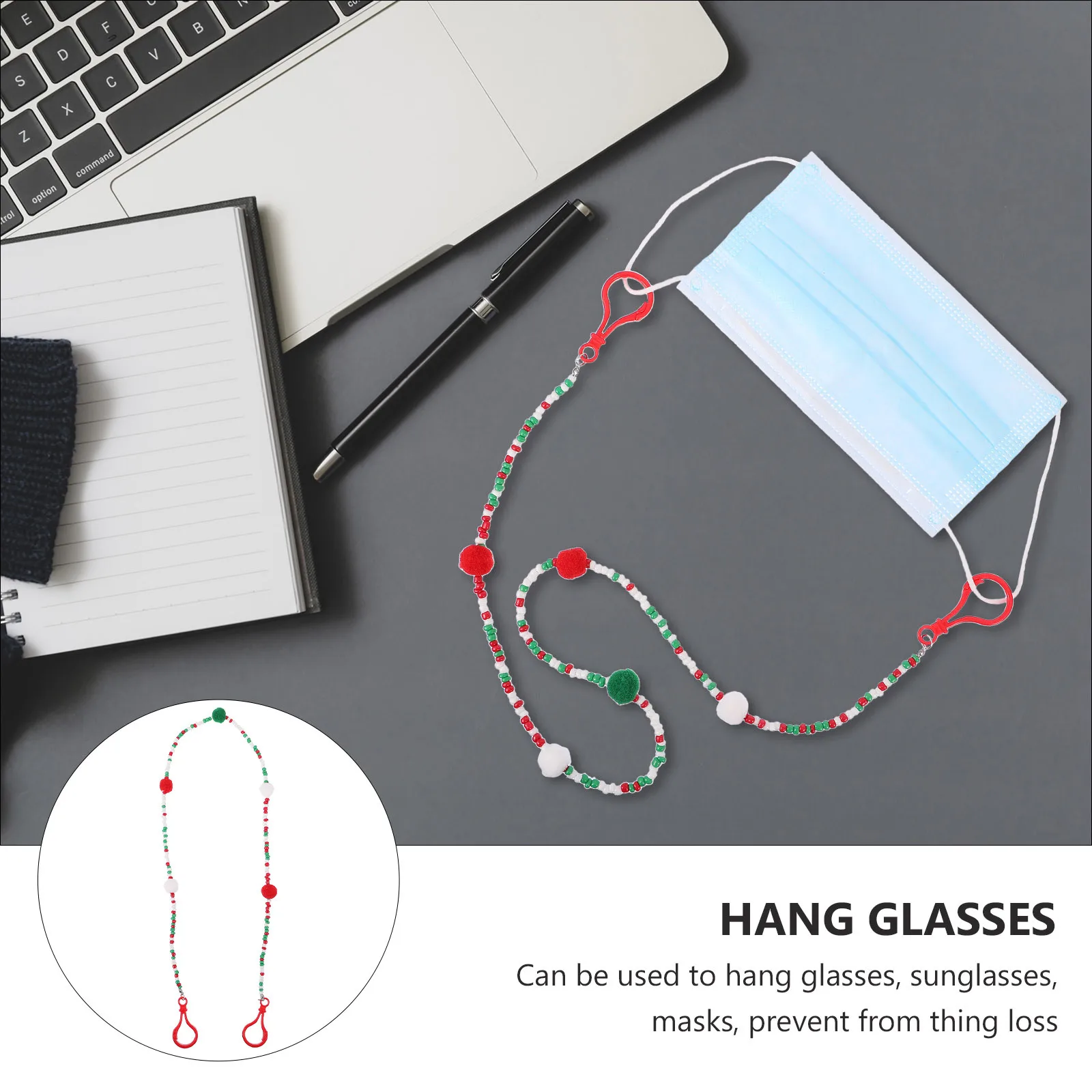2Pcs Eyeglasses Chain Mask Hanging Cord Vibrant Adjustable Glasses Accessory with Moveable Buckle for Sweatproof Daily Use