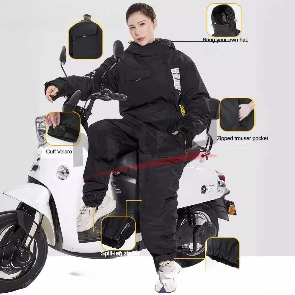 Motorcycle Windproof Clothing Winter Thickened Insulation Waterproof Motorcycle All-in-one Suit Rider Coldproof Clothes 방한복