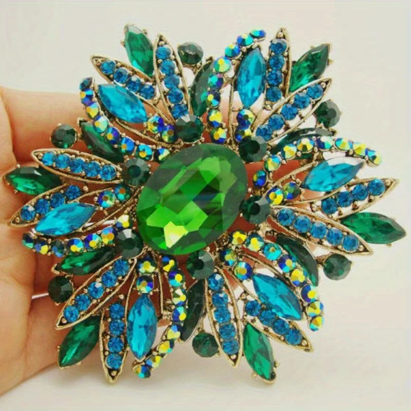 Luxury Full Rhinestone Exaggerated Brooch Badges For Women Men Fashion Classic Vintage Party Banquet Pin Jewelry
