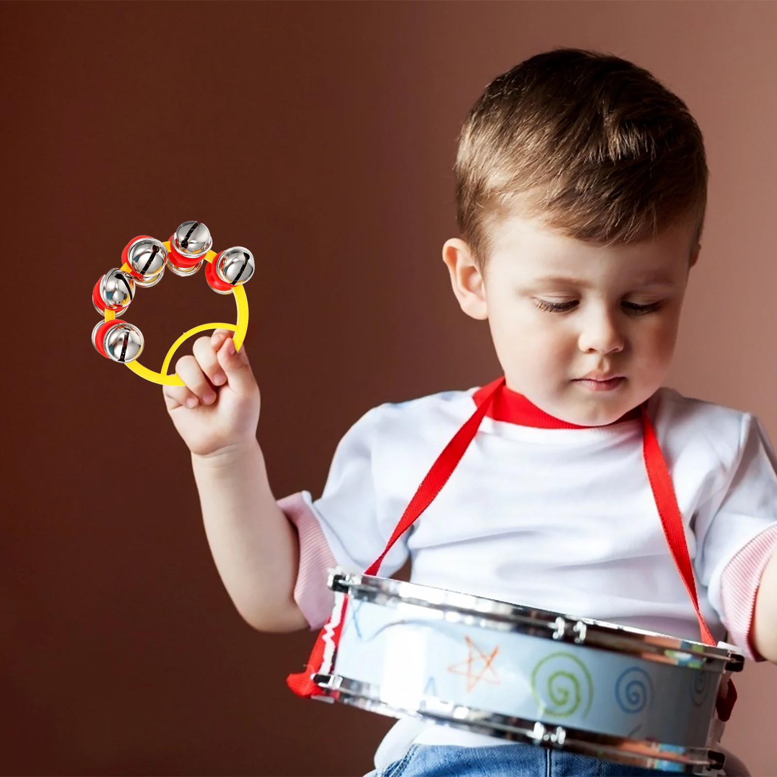 

2 Pcs Hand Bell Plastic Infant Shaker Rattles Baby Handbells Educational Toys Bright Color Material Practical Use Long
