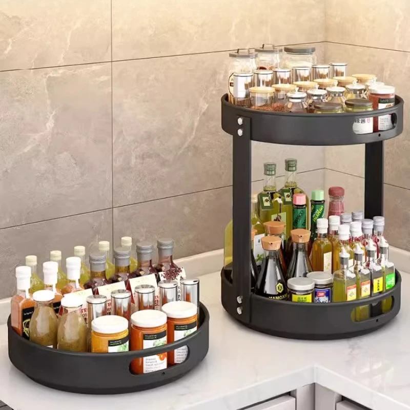 

Double-Layer Jumbo Rotating Condiment Holder 3cm Wide Anti-Slip Base Stabilized Rotation Commercial-Grade Kitchen Upgrade Tool