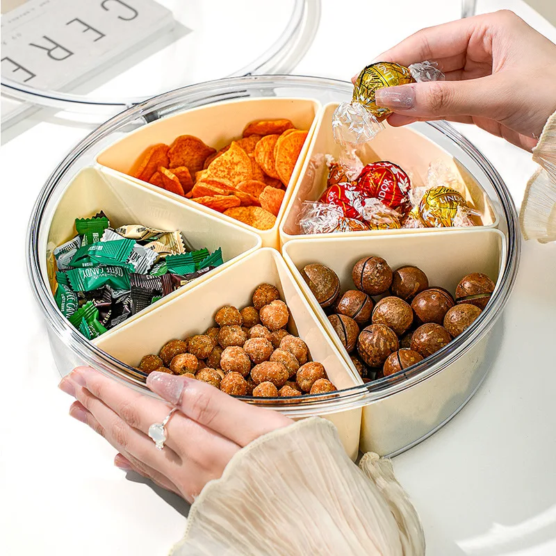 

Serving Tray for Party Divided Veggie Tray with Lid Sealed Sectioned Fruit Storage Box with 4 Compartments Snackle Box