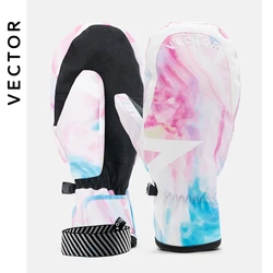 Extra Grosso Mulheres 2-IN-1 Luvas de esqui Snowboard Homens Neve Inverno Esporte Quente Impermeável À Prova de Vento Esqui Faux Leather Plam