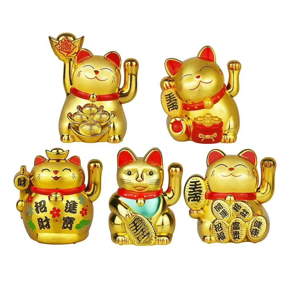 2 Inch Lucky Cat Decoration Solar-Powered Automatic Waving Lucky Cat Cashier Car Mounted Home Gift Lucky Cat Desktop Ornaments