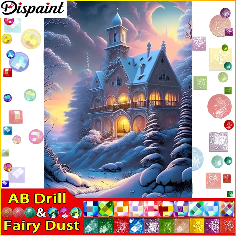 

Dispaint Fairy Dust AB Алмазная картина Полная квадратная/круглая дрель 5D DIY «Снежный дом» Алмазная вышивка Стразы Крест