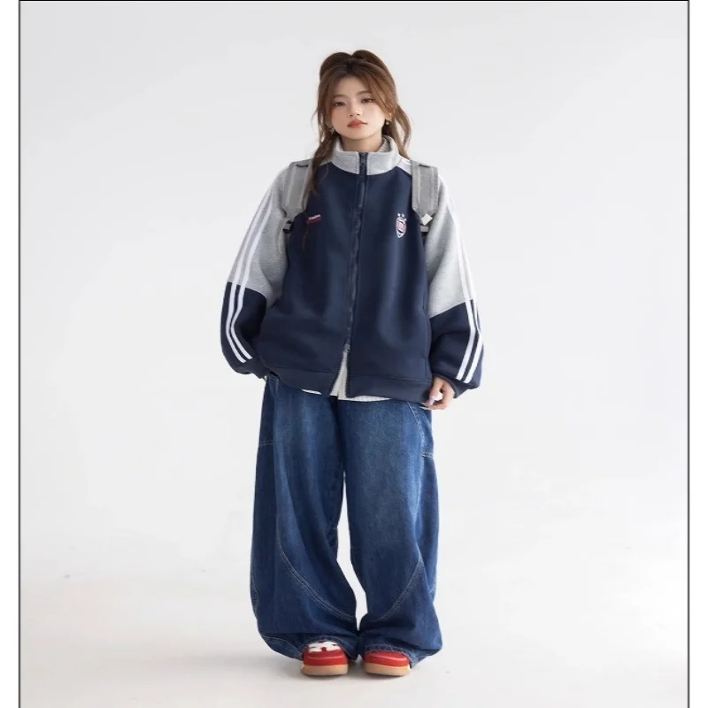 

Весенний новый пуловер с вышивкой и воротником-стойкой, толстовка с капюшоном, уличная одежда унисекс, свободная повседневная куртка