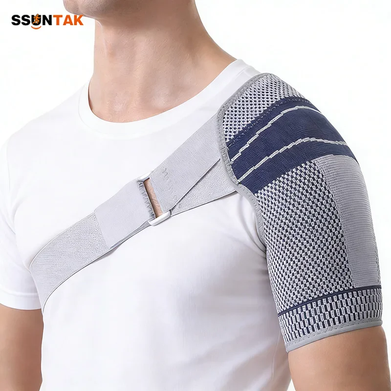 SSUNTAK 1Pc Adjustable Shoulder Brace Compression Support Sleeve for Men Women Rotator Cuff Pain Relief Dislocation Left Right