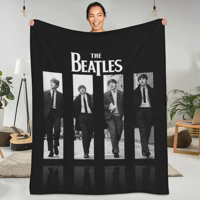 B-beatles flannel blanket greatest rock band British soft warm throw blankets for chair sofa bed travel bedspread sofas cover