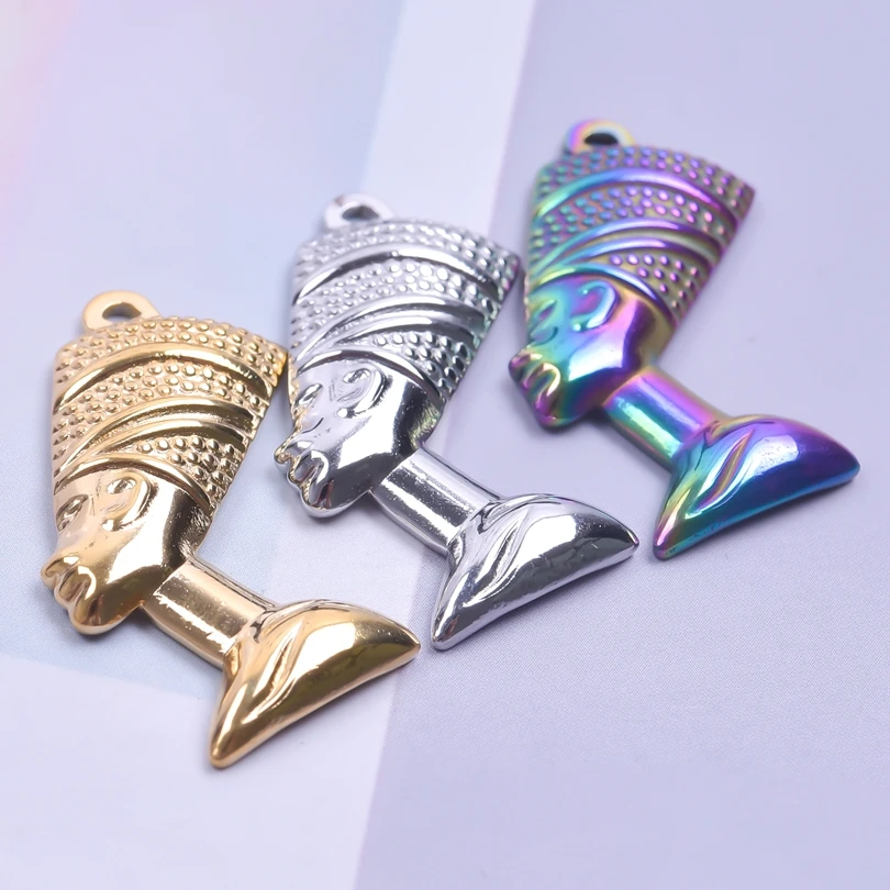 

Stainless Steel Ancient Egyptian Pharaoh Charm Queen Nefertiti Pendant Gold Color Craft Punk Lady Necklace Jewelry Gift Supplies