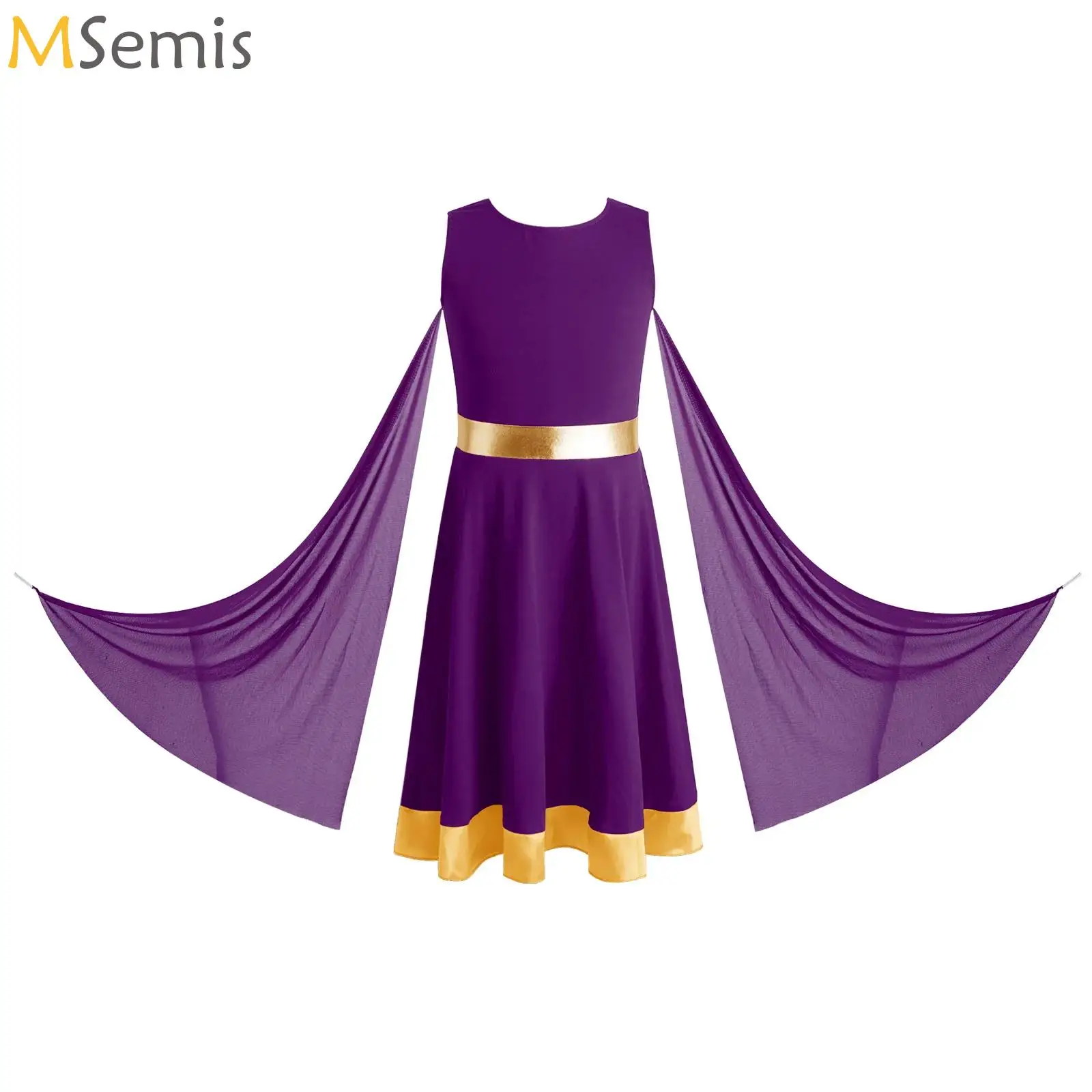 

Kids Girls Metallic Lyrical Dance Dresses Liturgical Praise Tunic Halloween Angel Ancient Greek Toga Church Worship Costume