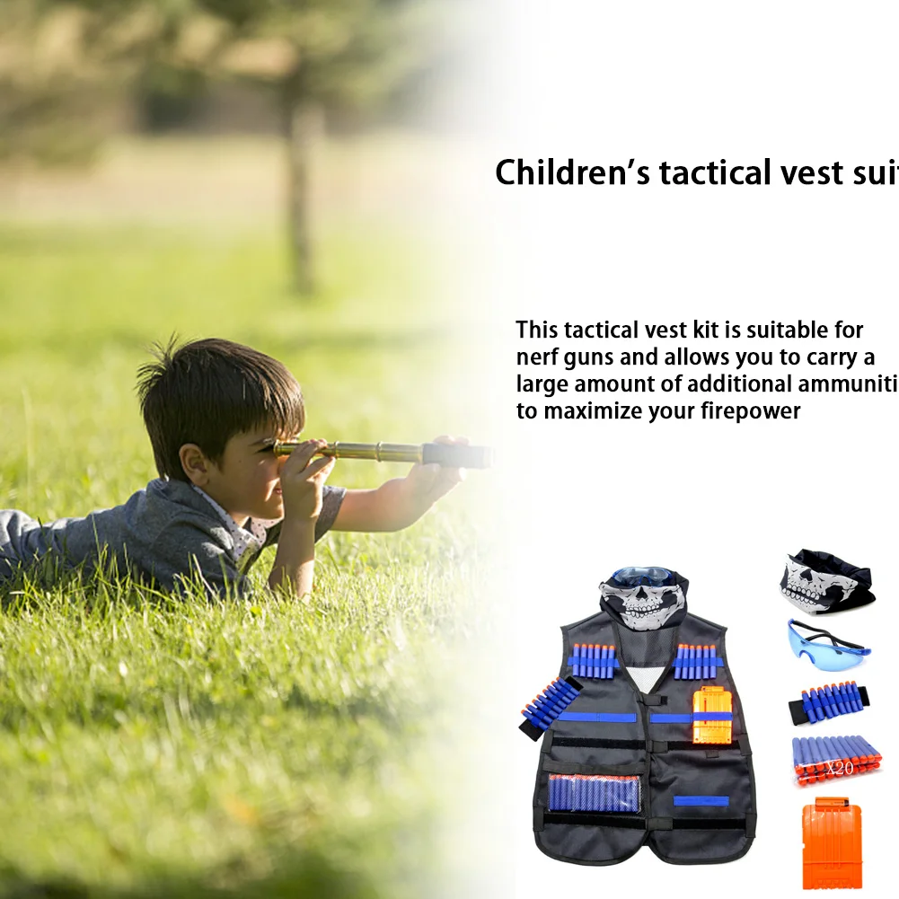 

Kids Tactical Vest Kit for Nerf N-Strike Elite Series Bullets Magazines Goggles Bib Wrist Strap Kits Outdoor Game