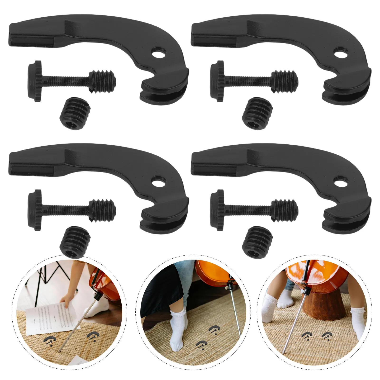 4Pcs Professional Black Cello Fine Tuners Dual Row Hook Knob Design Integrated Structure for Accurate Smooth String Tension