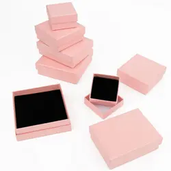 1PC Rosa Kraft Papier Schmuck Box Armband Halskette Ring Ohrring Boxen Handmde Hochzeit Geschenke Verpackung Box Schmuck Zubehör