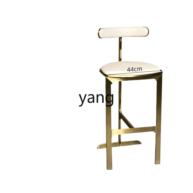 

Yjq Stainless Steel High Stool Household Kitchen Island Dining Bar Backrest Bar Stool Cashier Front Desk Bar Stool